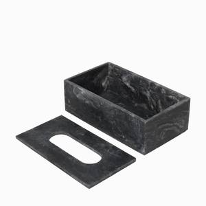 Caja de pañuelos de resina negra de lujo, cubierta decorativa rectangular para pañuelos, efecto mármol moderno, para uso en el hogar, baño, oficina, mesa. - Product Image 3