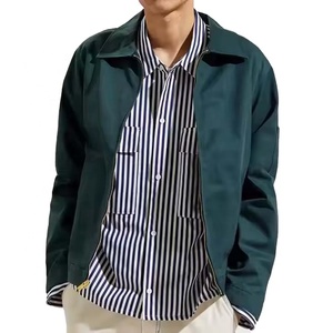 Chaqueta de trabajo de algodón resistente con cremallera frontal metálica y bolsillos de mano con cuello vuelto personalizado para hombre - Product Image 4