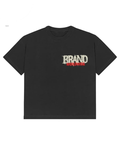 T-shirt surdimensionné personnalisé pour homme, noir, manches courtes, streetwear, imprimé graphique, logo au dos, jersey de coton, col rond, coupe classique - Product Image 2