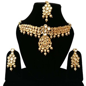 Vintage Style Zircon Flower Shape Alloy 24K Gold Plated Jewelry Set Necklace Earrings Headpiece White Wedding Anniversary - Product Image 1