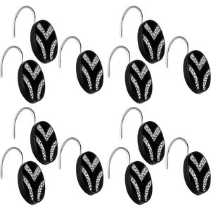 12pc Classic Luxury Fabric Bathroom Shower <b>Curtain</b> Set with Unique Design & <b>Hooks</b> - Product Image 2