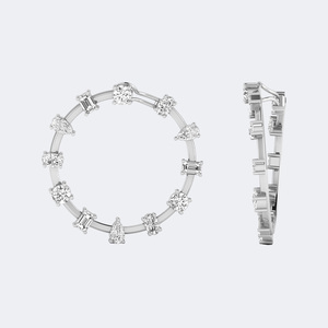 Boucles d'oreilles créoles ouvertes serties de diamants de formes variées, 0,70 CTW - Product Image 5