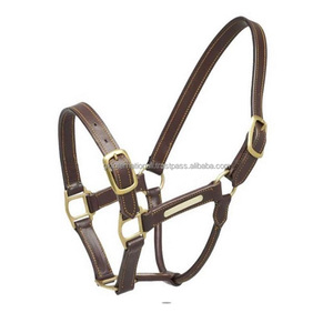 Ustom-cabestro de caballo de cuero negro auténtico curtido con accesorios de latón macizo y placa de nombre a precio al por mayor - Product Image 6