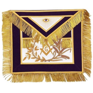 Tablier maçonnique blanc brodé avec franges dorées et motifs symboliques pour usage artisanal - Product Image 4