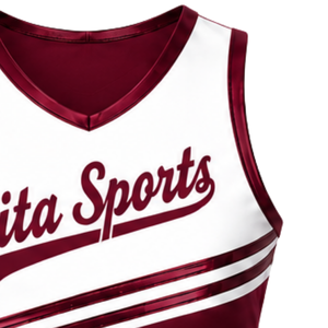Débardeur de cheerleading bordeaux sans manches, respirant, uniforme sportif d'équipe, vêtement de performance personnalisé - Product Image 3