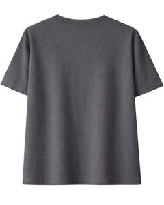 Camiseta de Mujer Personalizada en Gris Carbón con Bordado de Patchwork, Cuello Redondo, Algodón Suave, Manga Corta, Informal, Ligera, para Verano - Product Image 2