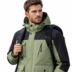 Unisex Windproof Breathable <b>Waterproof</b> Zipper <b>Thin</b> Long Hooded Winter Sports Windbreaker <b>Jacket</b> for Men Women Outdoor Uniform - Product Image 1
