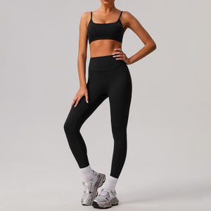 High Waist Yoga <b>Leggings</b> And Sports Bra Set Seamless Workout Gym Fitness Clothing For Women Comfortable Breathable Yoga Wear Set - Product Image 4