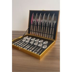 Ensemble de couverts en acier inoxydable de qualité supérieure dans un coffret en bois de luxe, couverts polis miroir pour la maison, l'hôtel, la restauration, la vaisselle de table - Product Image 2