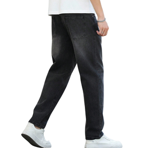 Mens Breathable Mid Washed Black Wide Leg Denim <b>Jeans</b> Relaxed Cotton Casual <b>Winter</b> Solid Fashion Everyday Wear Premium Quality - Product Image 2