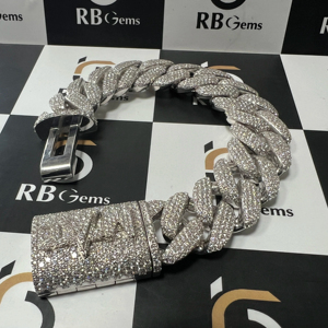 Bracelet cubain en moissanite VVS testée au diamant, en argent sterling 925, cadeau de fiançailles de luxe, tendance unisexe - Product Image 1