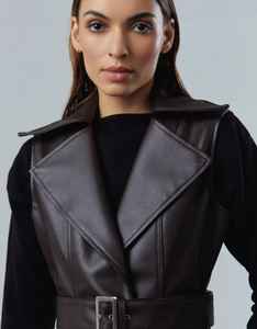 Abrigo Largo Formal sin Mangas y Transpirable para Mujer, Ropa de Invierno, Abrigo Elegante con Cierre de Cinturón - Product Image 2