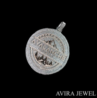 Pendentif Moissanite Sac d'argent avec lettrage, en Argent sterling 925 massif, plaqué or bicolore, sans nickel, sans plomb, style Hip Hop glacé