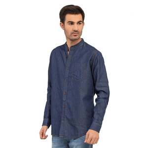 Chemise décontractée pour homme sur mesure OEM, chemise boutonnée à manches longues en jean pour le travail, fabrication sur mesure OEM pour homme - Product Image 1