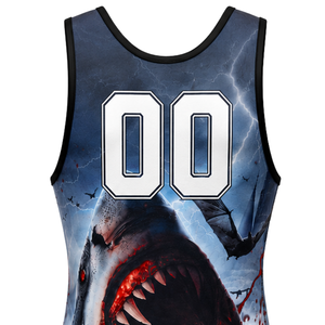 Men Navy Blue Red Sublimated Wrestling Singlet Polyester <b>Athletic</b> Sports Uniform Sleeveless Competition Training Match Wear - Product Image 5