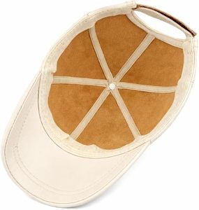 Custom Logo Barely-Beige Leather Baseball <b>Cap</b> Blank Premium Sheepskin Dad <b>Cap</b> Low MOQ Wholesale Luxury Headwear - Product Image 4