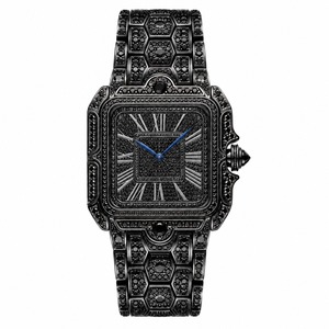 Luxury Women's Stainless Steel Rectangle <b>Watch</b> Analog Quartz Rhinestone Dial <b>Black</b> Band - Product Image 5