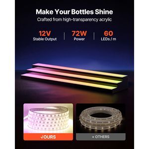 LED Lighted 3-Tier 60-inch Acrylic Home Bar Shelf Display Illuminated <b>Wine</b> Rack with RF Remote Control for Liquor Bottle Display - Product Image 3