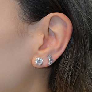 Pendientes de Oro Sólido de 14K con Mini Tiara y Diamantes Cultivados en Laboratorio, Corte Baguette y Redondo, Diseño Minimalista de Corona, Joyería Fina, Precio de Fábrica B2B - Product Image 2