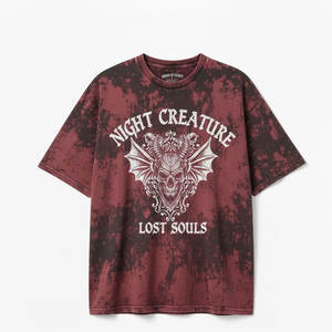 Camiseta con efecto acid wash para hombre, estilo vintage, lavado descolorido, algodón suave y transpirable, corte relajado, ideal para uso casual y estilo urbano. - Product Image 3