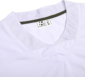 Camiseta blanca de manga corta con rayas negras en las mangas, material de algodón, forma rectangular, ropa informal - Product Image 4