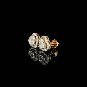 Boucles d'oreilles de luxe pour femmes en or jaune 18 carats avec diamant naturel certifié IGI, couleur EF, taille brillant, 0,69 ct, clarté VS - Product Image 3