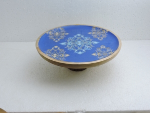 Round Wooden <b>Cake</b> <b>Stand</b> With Paisley Pattern Non-Stick Surface 2-Piece <b>Set</b> - Product Image 6