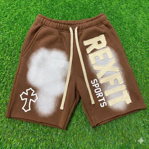 Shorts de sport REXFIT SPORTS, design streetwear, séchage rapide, légers, taille élastique avec cordon de serrage, haute qualité. - Product Image 1