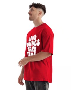 Camiseta Oversize para Hombre de Algodón con Hombros Caídos, Manga Corta, Estampado Gráfico, Bajo sin Rematar, Estilo Urbano y Ajuste Holgado - Product Image 6