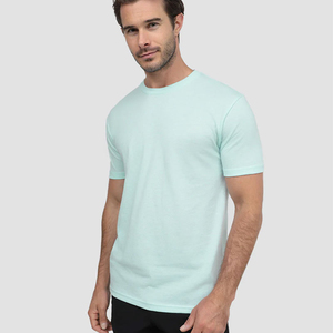 T-shirt en coton uni écologique pour homme, 220g, manches courtes, col rond, coupe classique, jersey décontracté, tissu uni teint - Product Image 5