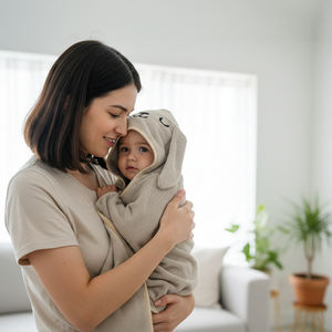 Toalla con capucha para bebé 100% algodón con certificación OEKO TEX, orejas de animales bordadas, toalla de baño suave y absorbente para recién nacidos, niños pequeños y niños. - Product Image 5