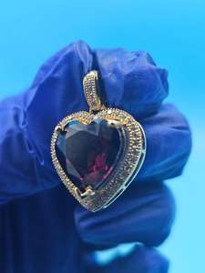 Pendentif Cœur en Aigue-marine, Pierre de Naissance de Mars, Pendentif Halo en Argent 925 Plaqué Or pour Femme, Cadeau Délicat - Product Image 5