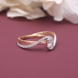 IGI Certified Oval Cut Lab Grown Diamond <b>Infinity</b> Twist Engagement Ring 14K White / <b>Rose</b> And Yellow Gold Pave Halo Bridal Ring - Product Image 2