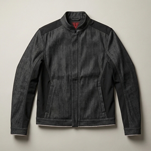 Textured Black Charcoal Men Stand Collar Full Zip Denim Jacket Contrast Panels Custom Logo Private Label OEM Streetwear Clothing - Product Image 2
