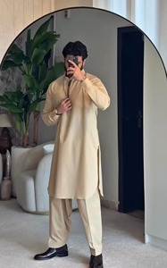 Elegante Shalwar Kameez Tradicional Indio de Algodón de Alta Calidad para Hombre |   Ropa para Fiestas y Eventos de Boda Sin Arrugas - Product Image 1