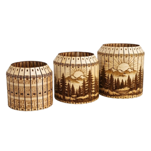 Ensemble de jardinières en bois artisanal de luxe pour la décoration moderne de la maison |   Porte-pot de fleurs décoratif rustique d'inspiration naturelle pour l'intérieur et l'extérieur - Product Image 1