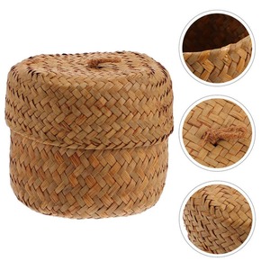 Seagrass Mini <b>Basket</b> <b>with</b> <b>Lid</b> Round Handmade Storage <b>Basket</b> Wholesale eco-friendly Made in Viet Nam - Product Image 6
