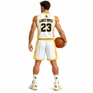 Ensemble de shorts et maillots de basketball personnalisés en gros pour hommes et jeunes – Tenue de basketball respirante en polyester avec sublimation intégrale pour équipe - Product Image 4