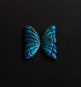 Par de alas de mariposa de crisocola natural talladas a mano para la fabricación de joyería personalizada al por mayor - Product Image 3
