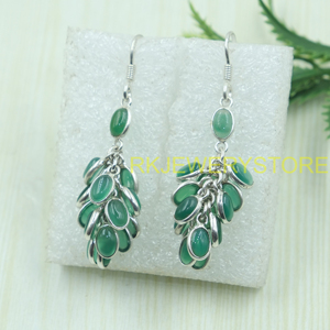 Pendientes Colgantes de Ónix Verde, Plata de Ley 925, Hechos a Mano, Estilo Boho Vintage, Joyería de Piedras Preciosas, Regalo para Ella - Product Image 3