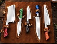 Ensemble de couteaux de cuisine en acier Damas, 5 pièces, haute qualité, 67 couches, manche en bois, lames droites, couteaux de chef, lame polie, ambidextres