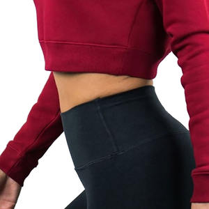 Sweat à capuche court personnalisé pour femme, 100 % coton, séchage rapide, respirant, manches longues, pour sports d'hiver et gym, tissu épais, vente en gros - Product Image 6