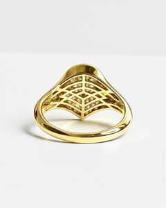 Elegante Anillo de Oro Amarillo Sólido de 14K para Mujer con Diamantes Cultivados en Laboratorio de Corte Brillante en Forma de Lágrima y Halo en Forma de Pera - Product Image 4