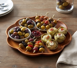 Assiette de service en bois faite à la main en forme de fleur, design minimaliste en bois naturel, finition polie, pour la maison, les mariages et les restaurants - Product Image 5