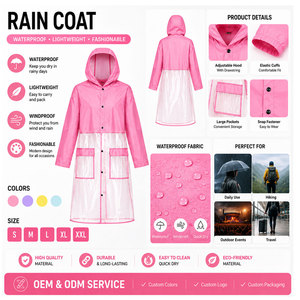 Vestes de pluie imperméables pour femmes, très vendues, avec capuche, légères, pliables, coupe-vent pour l'extérieur - Product Image 6