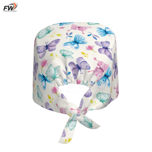 Custom Logo 100% Cotton Surgical Hat With Ponytail <b>Nurse</b> Women Scrub Cap Satin Lined For Doctor Medical Bouffant Scrub Caps - Product Image 6