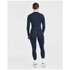<b>Women</b> High Waist Long Sleeve Zipper Yoga <b>Set</b> Full Length Leggings Breathable Spandex Polyester Gym Workout Clothing Jumpsuit - Product Image 6