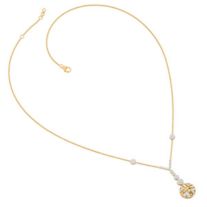 Royal Cross Drop Diamond <b>Necklace</b> with Graduated Sparkle Stations and Circular <b>Statement</b> Pendant - Product Image 2