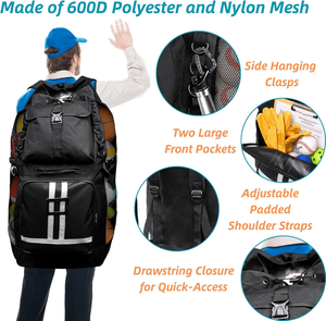 Sac de football avec poches pour 14-16 ballons, sac de sport extra large, sac à dos de football - Product Image 4