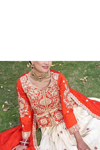 Lehenga Choli, robe de mariée indienne traditionnelle en soie pour femmes, rouge crème, brodée, longueur au sol, tenue ethnique élégante pour femmes - Product Image 6